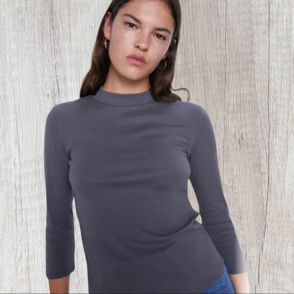 NWT ZARA FITTED T-SHIRT 3/4 length sleeve